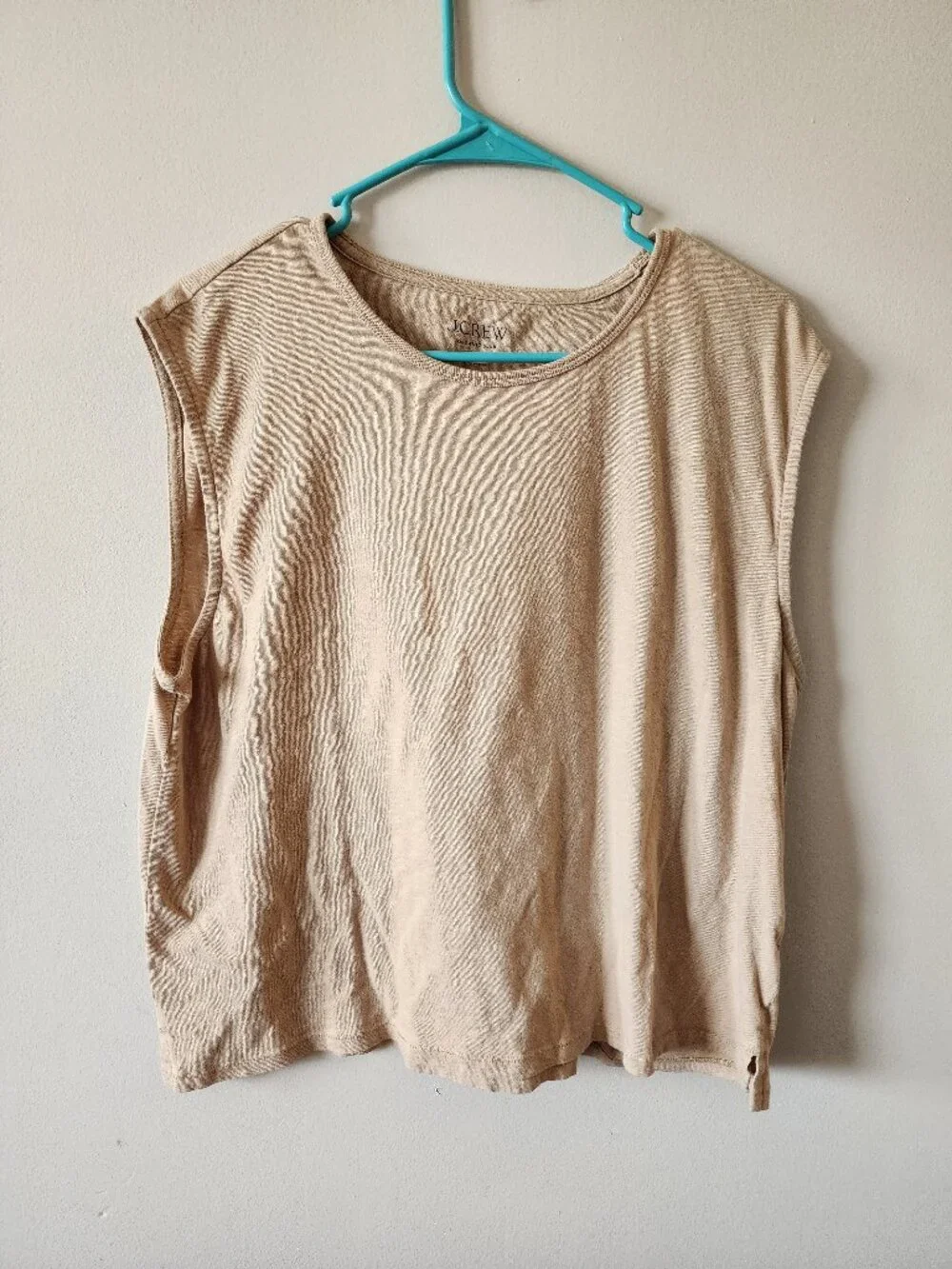 J.Crew Organic Slub Oatmeal Sleeveless Muscle Tee Size Large